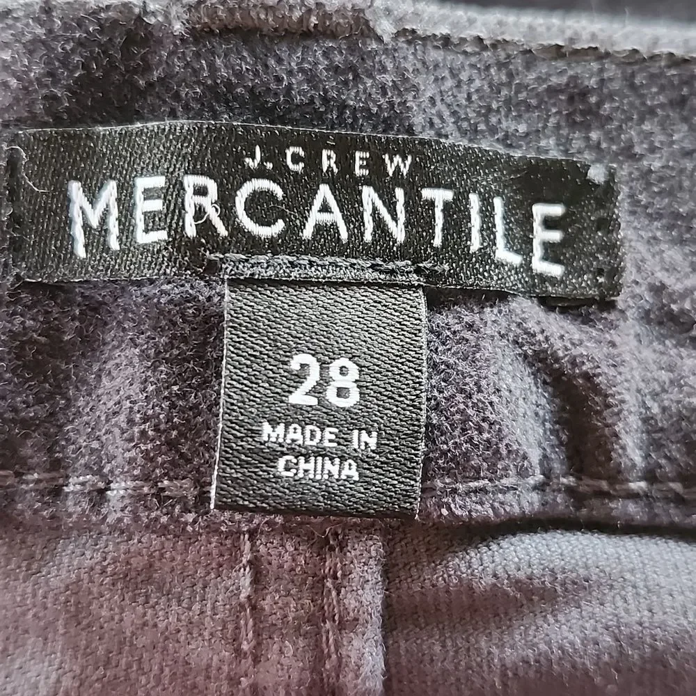J. Crew Mercantile Charcoal Gray Velvet Skinny Jeans, 28